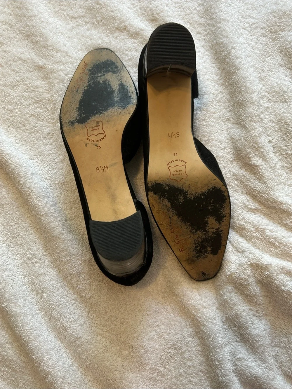 Black Suede Low Block Heel Pumps